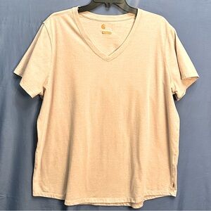 CARHARTT Women’s V-neck T-shirt Relaxed Fit Peach color XXL(20) Woven flag label